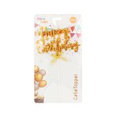 🎂 Birthday Cake Topper featuring a gold "Happy Birthday" banner for festive celebrations.